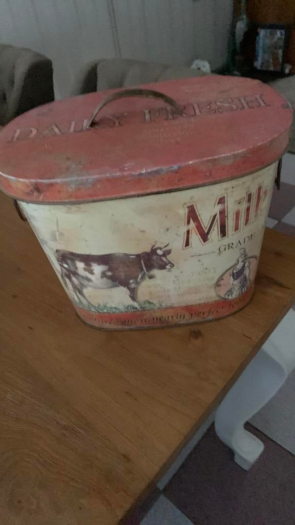 Brocante blik met deksel, Ophalen, Zo goed als nieuw, Overige