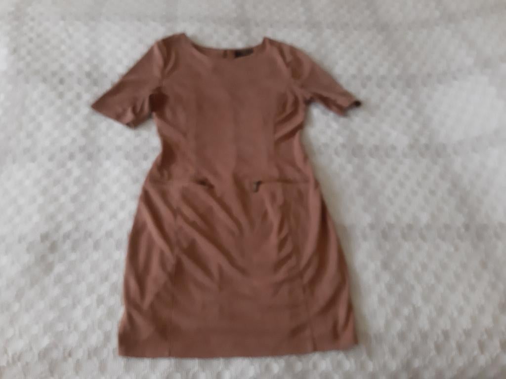 prachtig bruin jurkje Jane Norman London maat 34, Ophalen, Bruin, Zo goed als nieuw, Knielengte