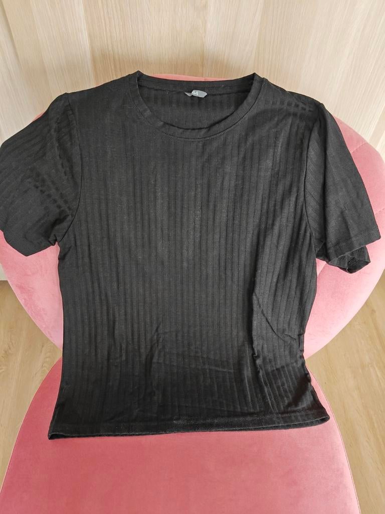 Zwart geribbeld T-shirt van Zeeman maat 44, Kleding | Dames, Zeeman, Zwart, Maat 42/44 (L), Ophalen of Verzenden