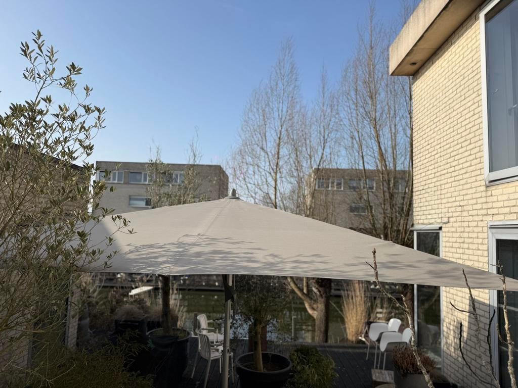 Glatz parasol (zwiterse degelijkheid) inclusief voet, Ophalen, Zo goed als nieuw, Waterdicht, Stokparasol