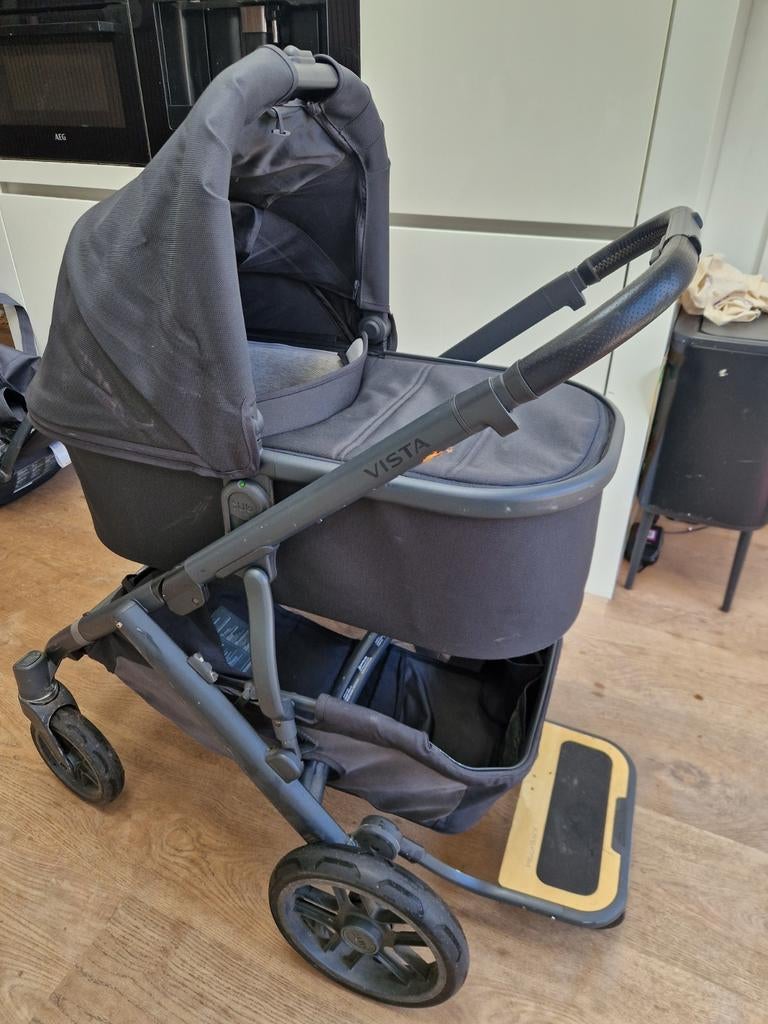 Uppababy Vista 2 kinderwagen met meerijdplank, Gebruikt, Combiwagen, Verstelbare duwstang, Ophalen