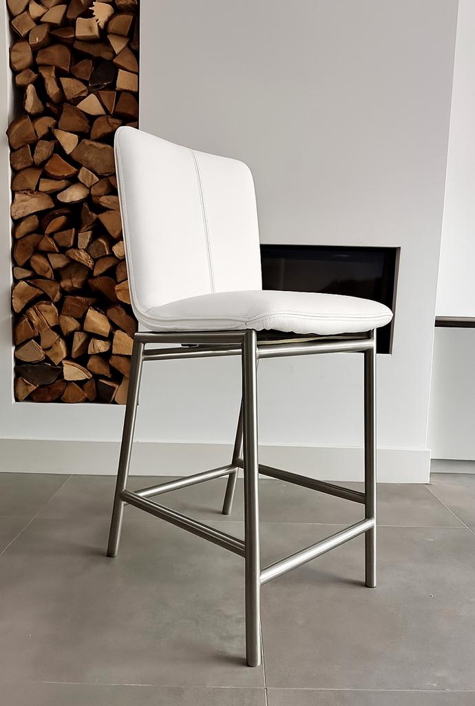 2 /4 /6 wit lederen Henders & Hazel design barkruk rvs frame, Ophalen, 5 krukken of meer, Niet opgegeven, 60 tot 90 cm