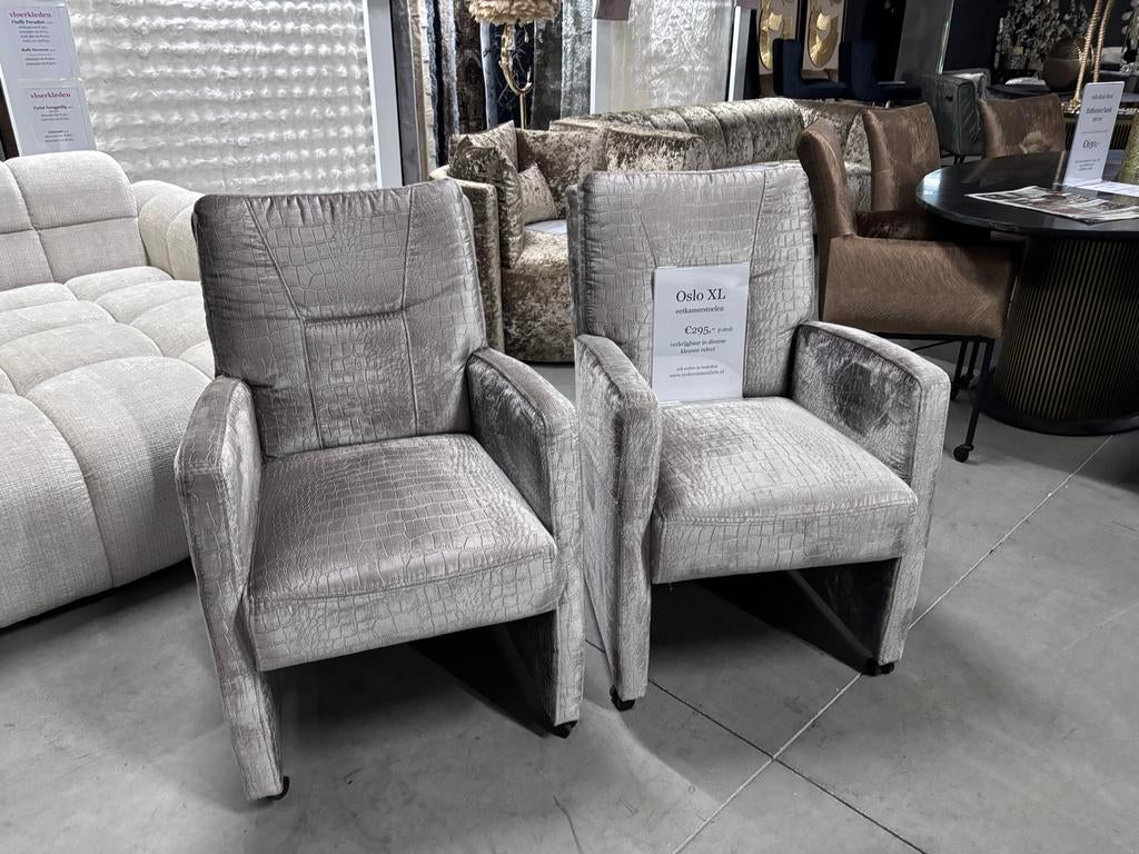 Set van 4 velvet croco stoelen, Ophalen, Nieuw, Vier, Stof