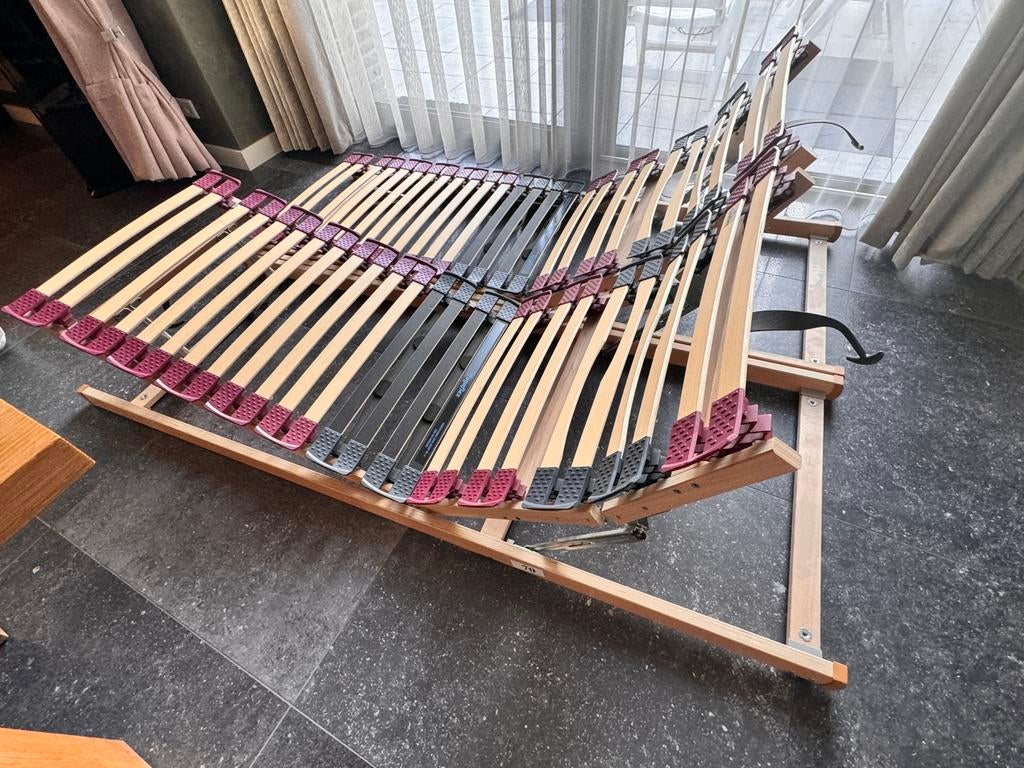 2x Dubbel verstelbare lattenbodem 70x200, Huis en Inrichting, Slaapkamer | Matrassen en Bedbodems, Ophalen, Gebruikt, 90 cm, Eenpersoons