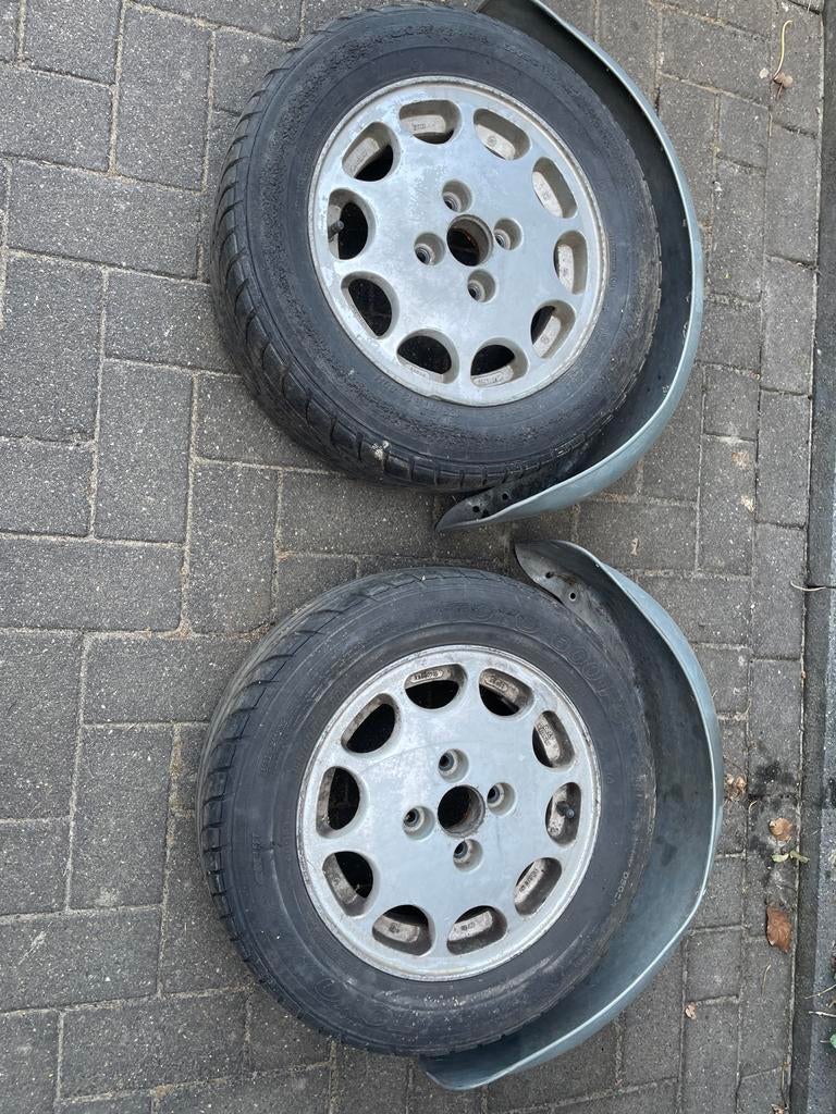 2x TOTO 600F3 banden met velgen en spatborden, Overig, Gebruikt, 13 inch, Banden en Velgen