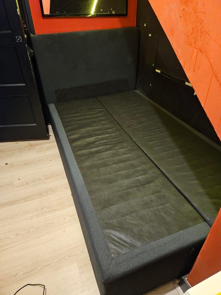Grijze twijfelaar boxspring zonder hoofdbord 120x200, Ophalen of Verzenden, Twijfelaar, 120 cm