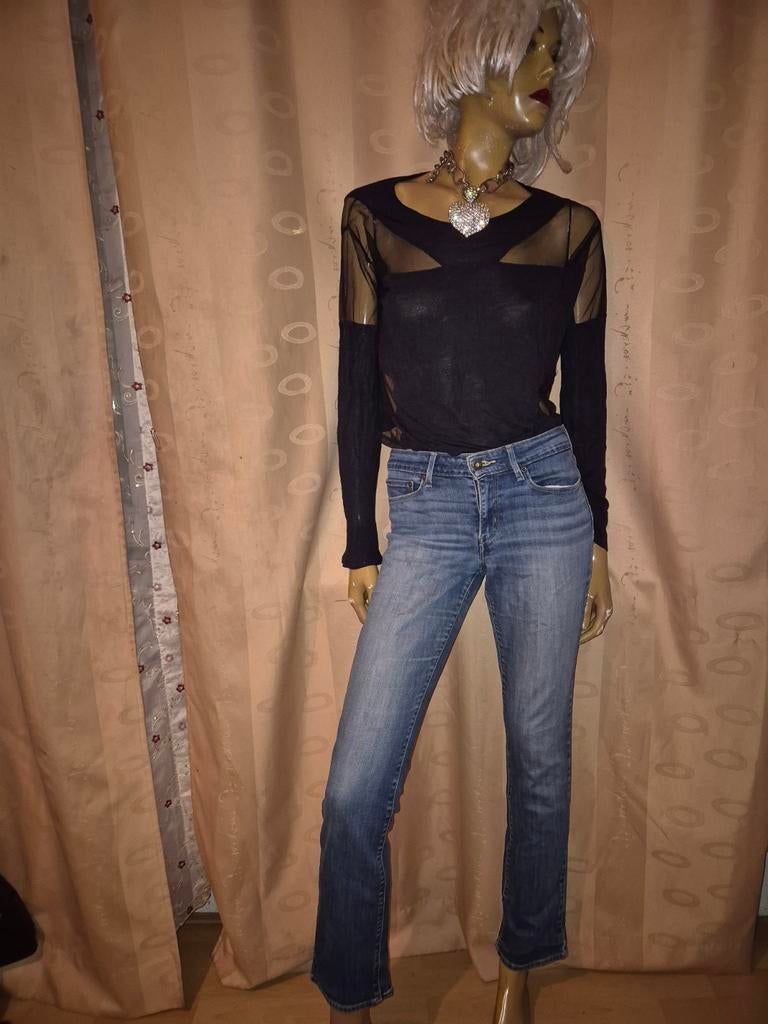 Levi's spijkerbroek demi curve mid rise straight W28L32, Blauw, Ophalen of Verzenden, Zo goed als nieuw, W27 (confectie 34) of kleiner