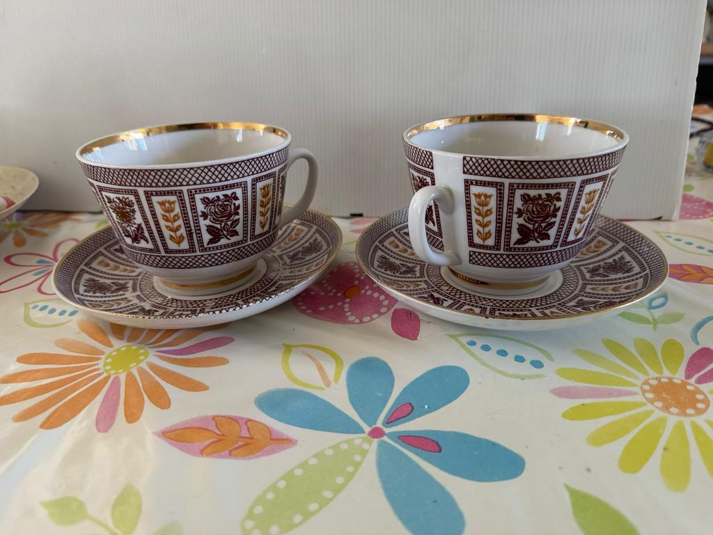 Lomonosov porselein - twee kop en schotels, Ophalen of Verzenden