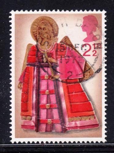 442 - Engeland michel 606 gestempeld , kerstengel met schalm, Verzenden, Gestempeld
