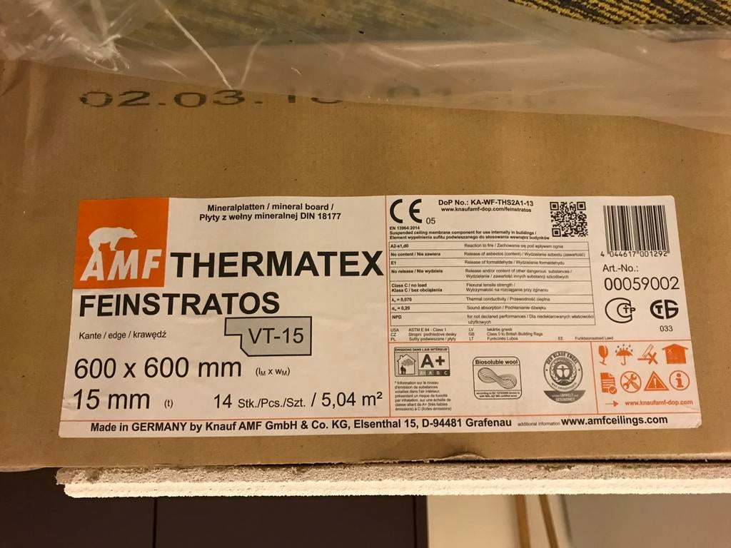 Gezocht AMF Thermatex Feinstratos systeem plafond platen., Doe-het-zelf en Verbouw, Platen en Panelen, Ophalen, Gebruikt