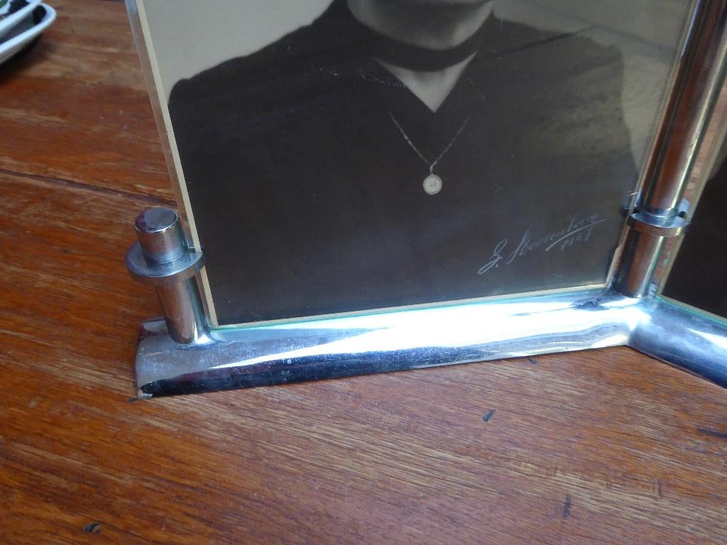 Art deco metalen fotohouder voor 2 foto’s, Ophalen of Verzenden