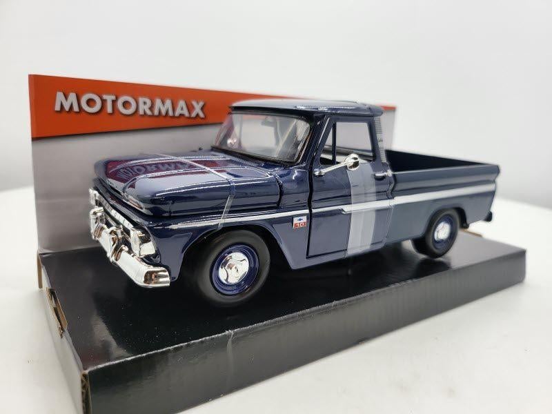 Chevrolet C10 Fleetside PickUp 1966 Blauw 1:24, Ophalen of Verzenden, Nieuw, Auto, Motormax