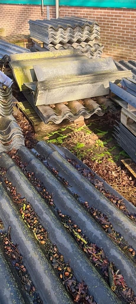 Partij asbestvrije golfplaten, Gebruikt, Steen of Klei, Zwart, Ophalen of Verzenden