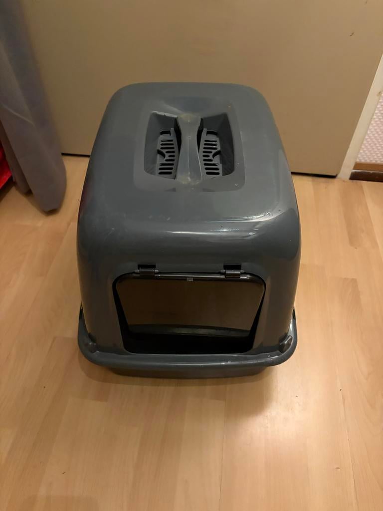 Kattenbak met klep- Grijs, Ophalen of Verzenden, Zo goed als nieuw