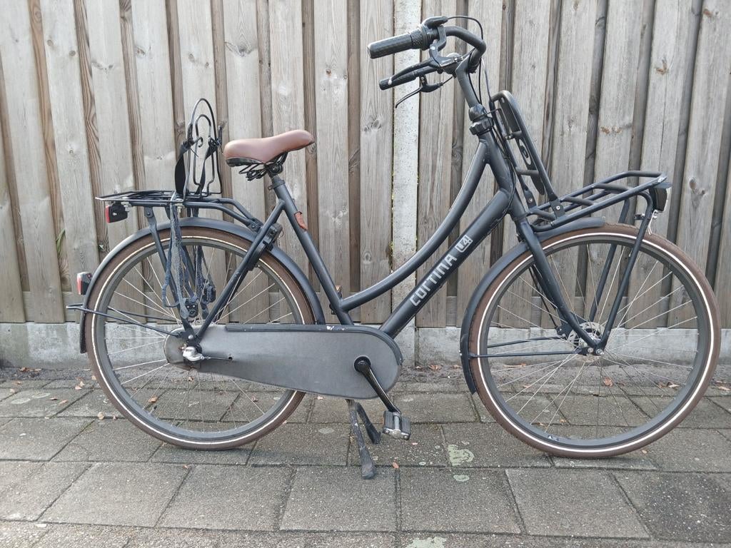Cortina U4 Transportfiets Dames - Mat Zwart, Fietsen en Brommers, Fietsen | Dames | Damesfietsen, Gebruikt, Versnellingen, 50 tot 53 cm