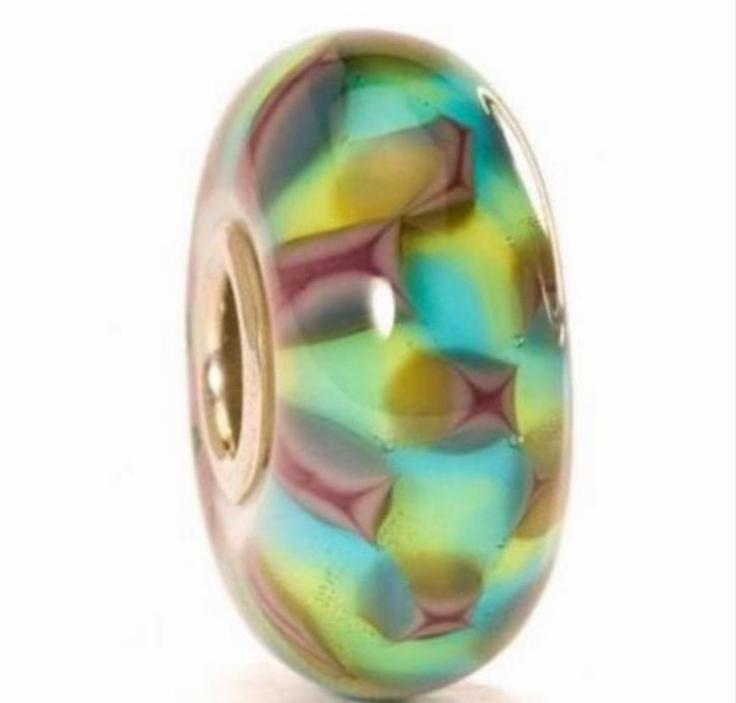 Trollbeads Glaskraal Schaakpatroon Turquoise Paars (Retired), Gebruikt, Glas of Kristal, Ophalen of Verzenden, Trollbeads