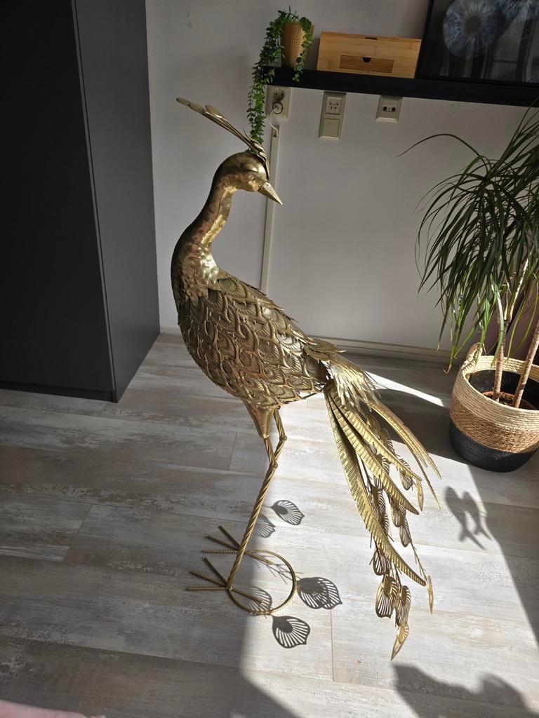 Gouden Pauw Decoratie Beeld - Uniek en Elegant, Ophalen of Verzenden, Zo goed als nieuw