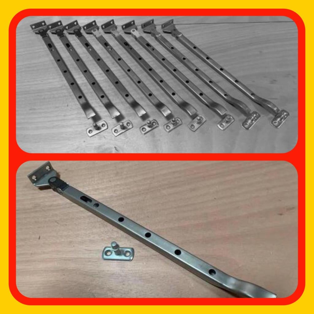 227. RVS Uitzetijzers voor ramen acht stuks, Ophalen of Verzenden, Rvs, Slot