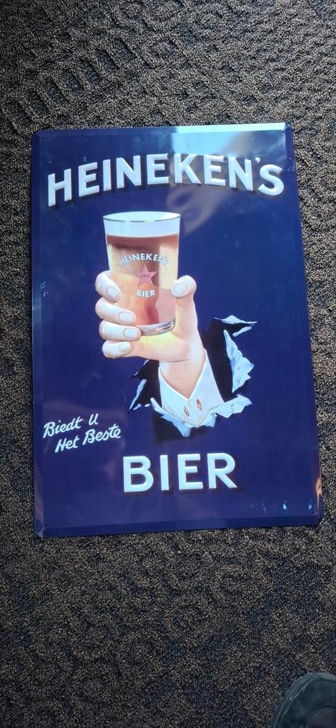 Heineken muurplaat 60 x 40 cm, Ophalen of Verzenden, Zo goed als nieuw, Reclamebord
