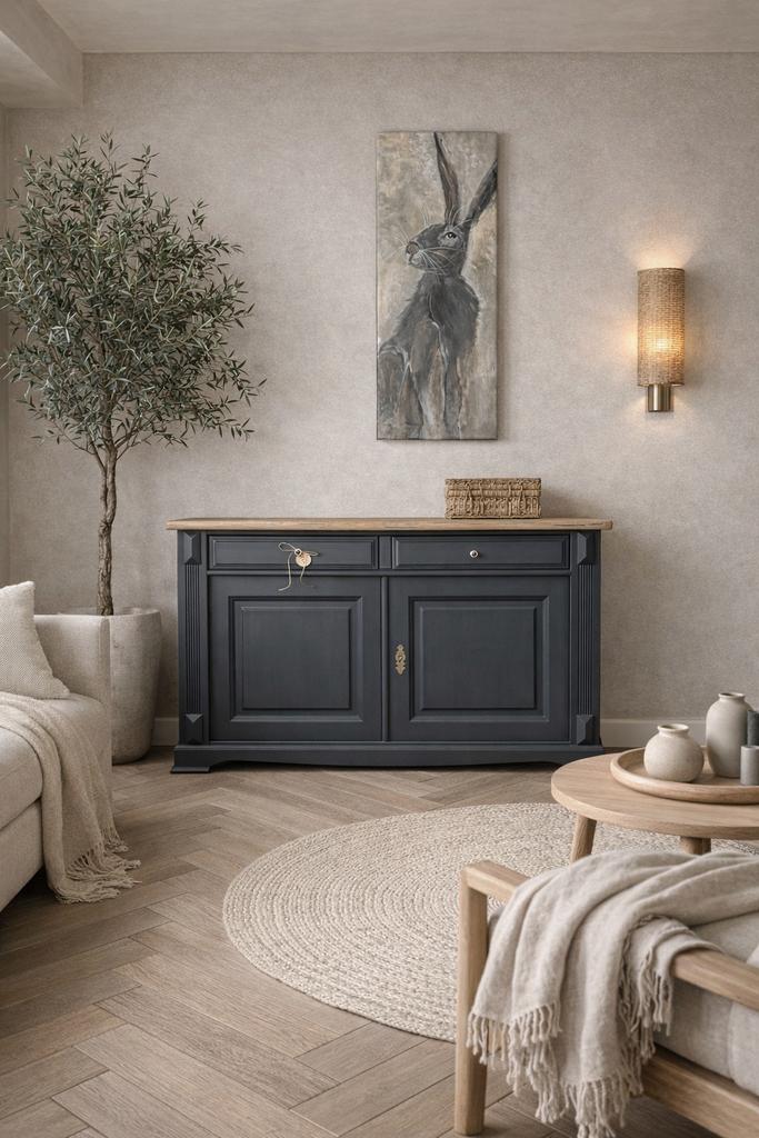 Dressoir commode ladekast linnenkast meidenkast grijs, Ophalen, 100 tot 150 cm, Zo goed als nieuw, 3 of 4 laden