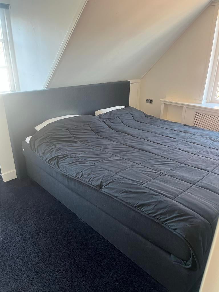 Boxspring 180x210 met hoofdbord, Ophalen, Gebruikt, 210 cm, Tweepersoons