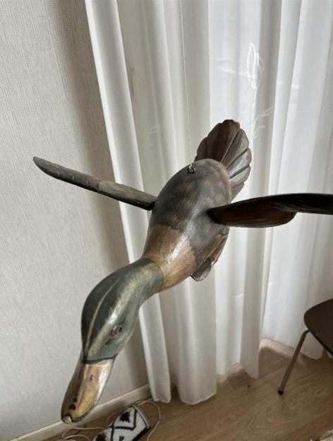 Vintage decoratieve houten eend / lokeend, Antiek en Kunst, Ophalen of Verzenden