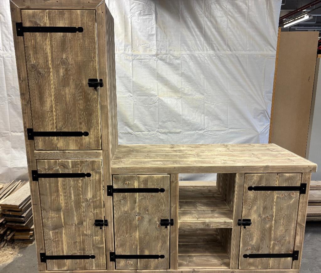 Uniek meubel voor kamado, BBQ van steigerhout of douglashout, Ophalen, Nieuw