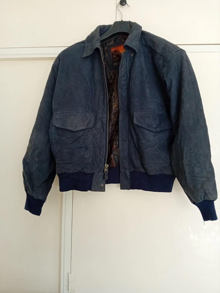 Outbrook suede leren jas, Ophalen of Verzenden, Gedragen, Maat 56/58 (XL), Blauw