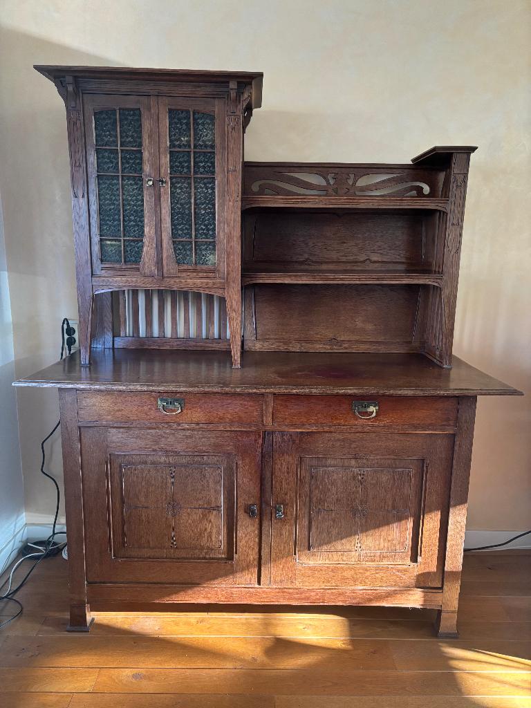Stijlvolle eiken buffetkast stijl art nouveau/jugendstil, Antiek en Kunst, Ophalen