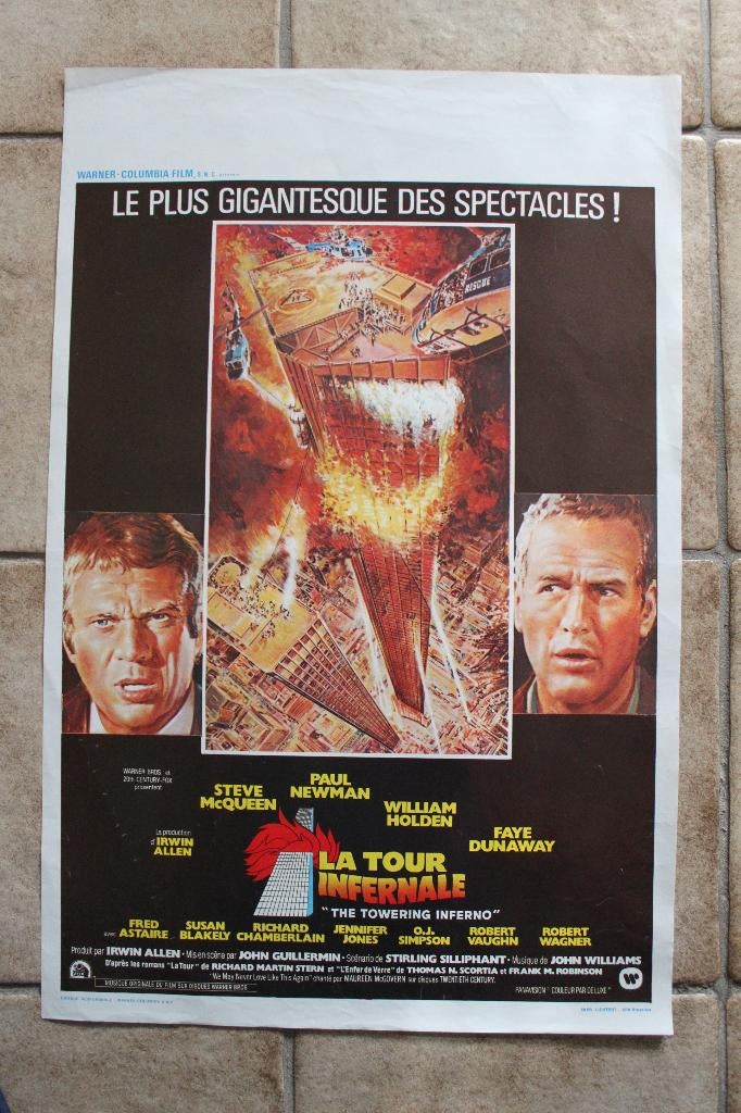filmaffiche Steve McQueen The Towering Inferno filmposter, Rechthoekig Staand, Ophalen of Verzenden, Zo goed als nieuw, A1 t/m A3