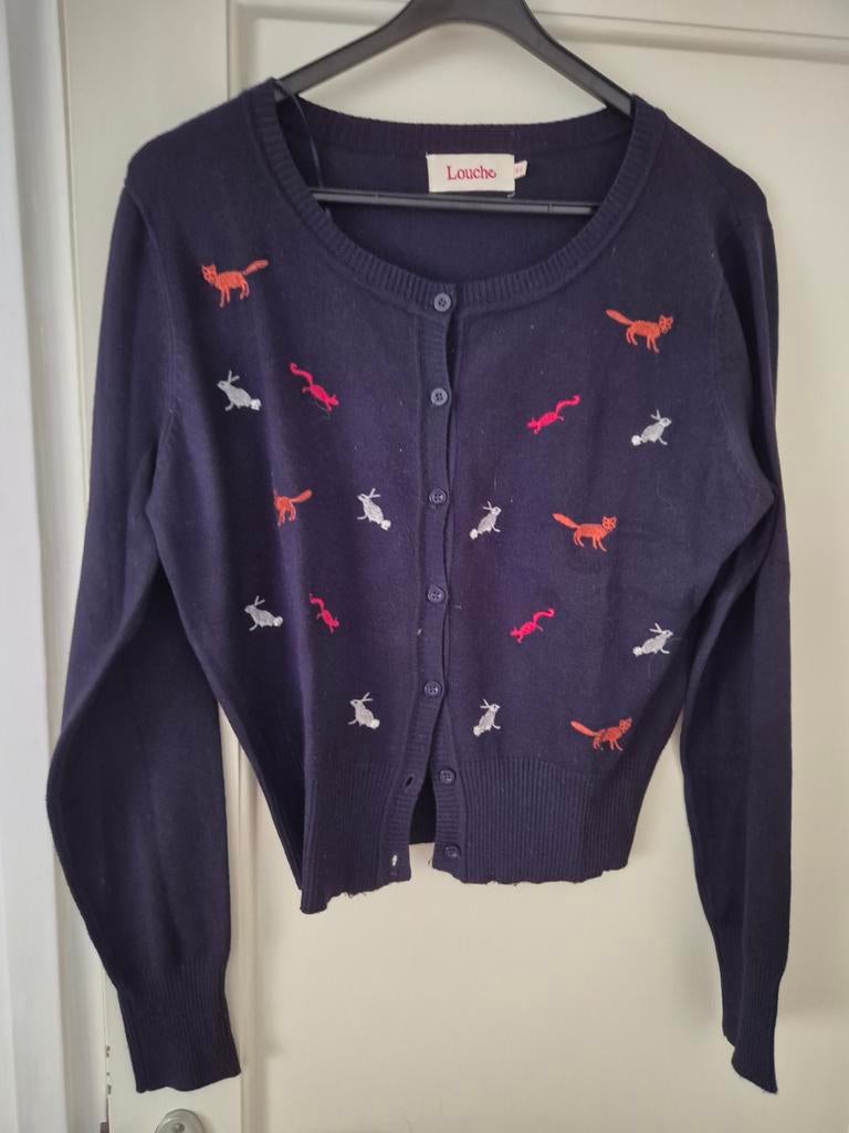 Donkerblauw vestje met dieren print maat xl van louche. De d, Blauw, Maat 46/48 (XL) of groter, Ophalen of Verzenden, Zo goed als nieuw