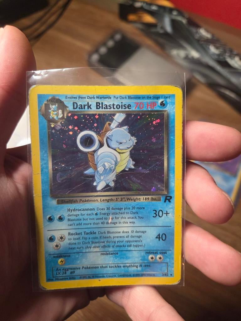 Dark Blastoise Holo Played Team Rocket 2000 Wotc, Ophalen of Verzenden, Zo goed als nieuw, Losse kaart, Foil