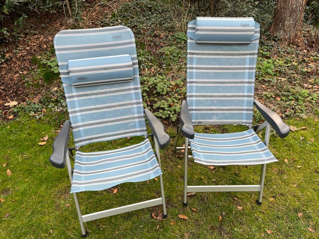 2x Opvouwbare campingstoelen met hoofdkussen crespo, Caravans en Kamperen, Kampeeraccessoires, Ophalen, Gebruikt
