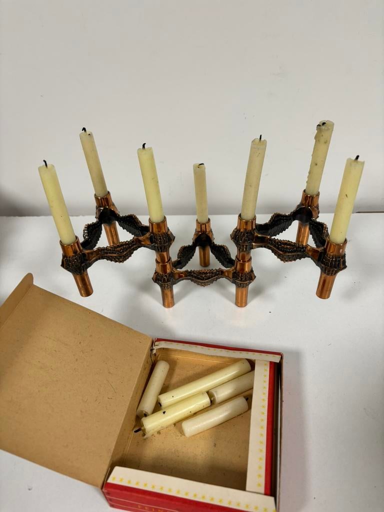 Vintage set Quist kandelaars Fritz Nagel brutalist koper, Huis en Inrichting, Ophalen of Verzenden, Zo goed als nieuw