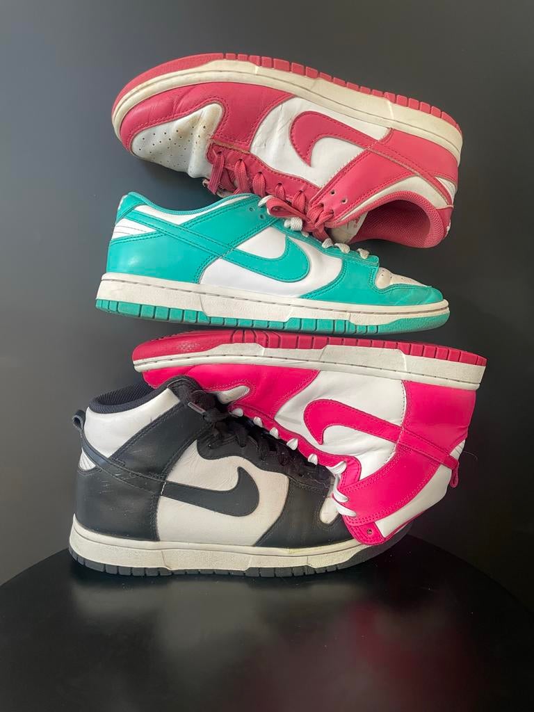 4 paar Nike Dunk Low/High sneakers - Maat 40, Kleding | Dames, Schoenen, Ophalen of Verzenden, Gedragen, Overige kleuren, Sneakers of Gympen