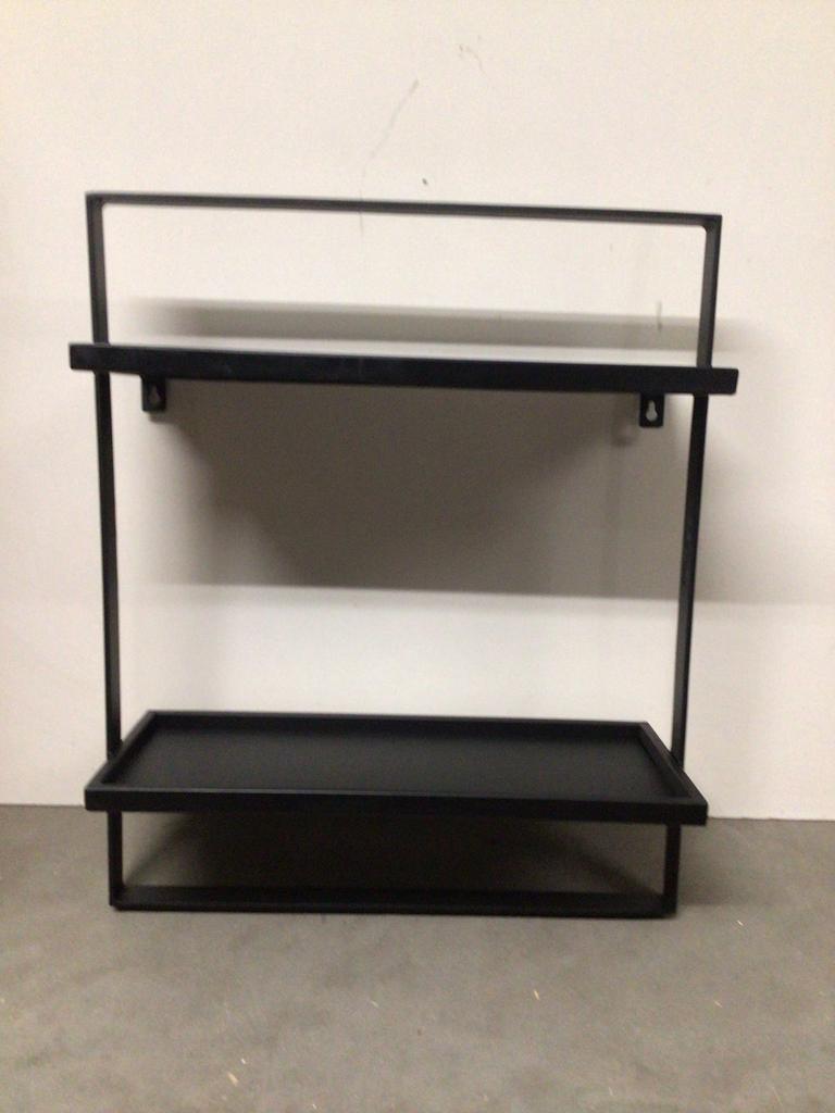 Zwart metalen wandrek met twee planken, Ophalen, Zo goed als nieuw