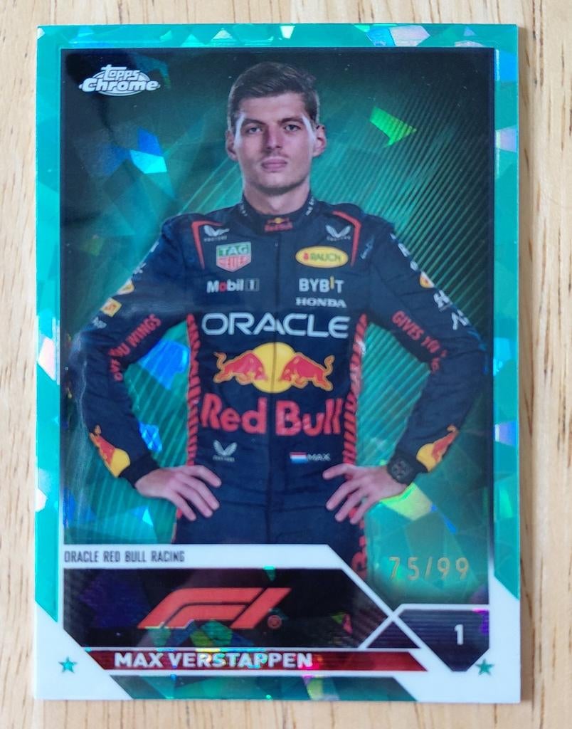 Topps F1 Verstappen 2023 Sapphire aqua #1 portrait 75/99, Verzenden, Zo goed als nieuw, Plaatje