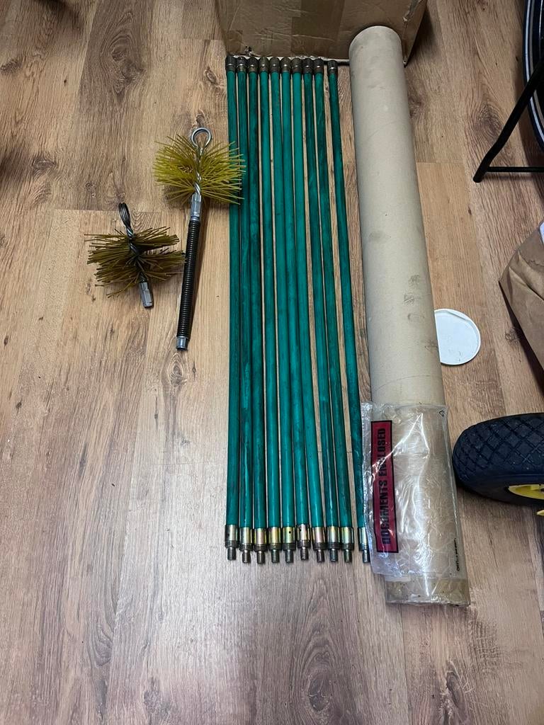 Schoorsteen veegset 10m 150mm nylonborstels, Ophalen