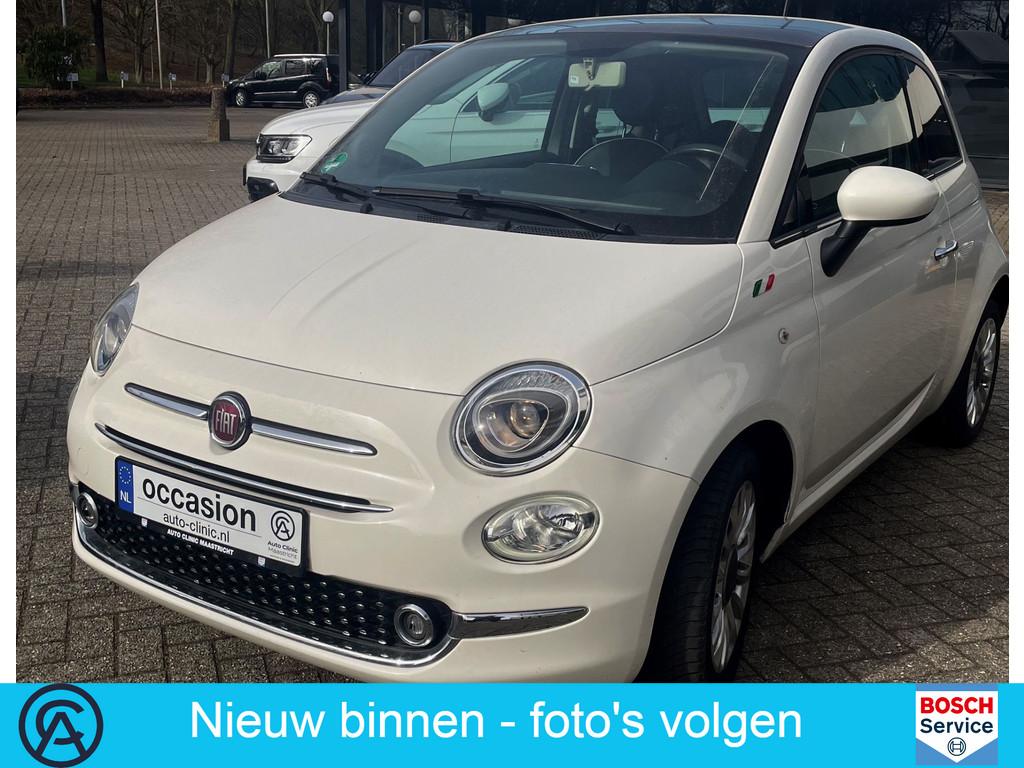 Fiat 500 1.2 Lounge 69pk / 4-CILINDER / 1e EIG / PANO / AIRC, Stof, Gebruikt, 4 cilinders, 4 stoelen