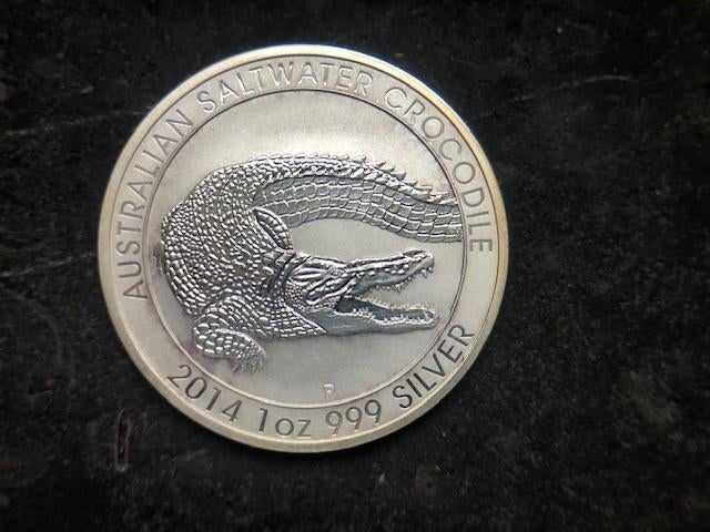 2014 Australia - Saltwater Crocodile - 1 oz silver, Postzegels en Munten, Edelmetalen en Baren, Ophalen of Verzenden, Zilver