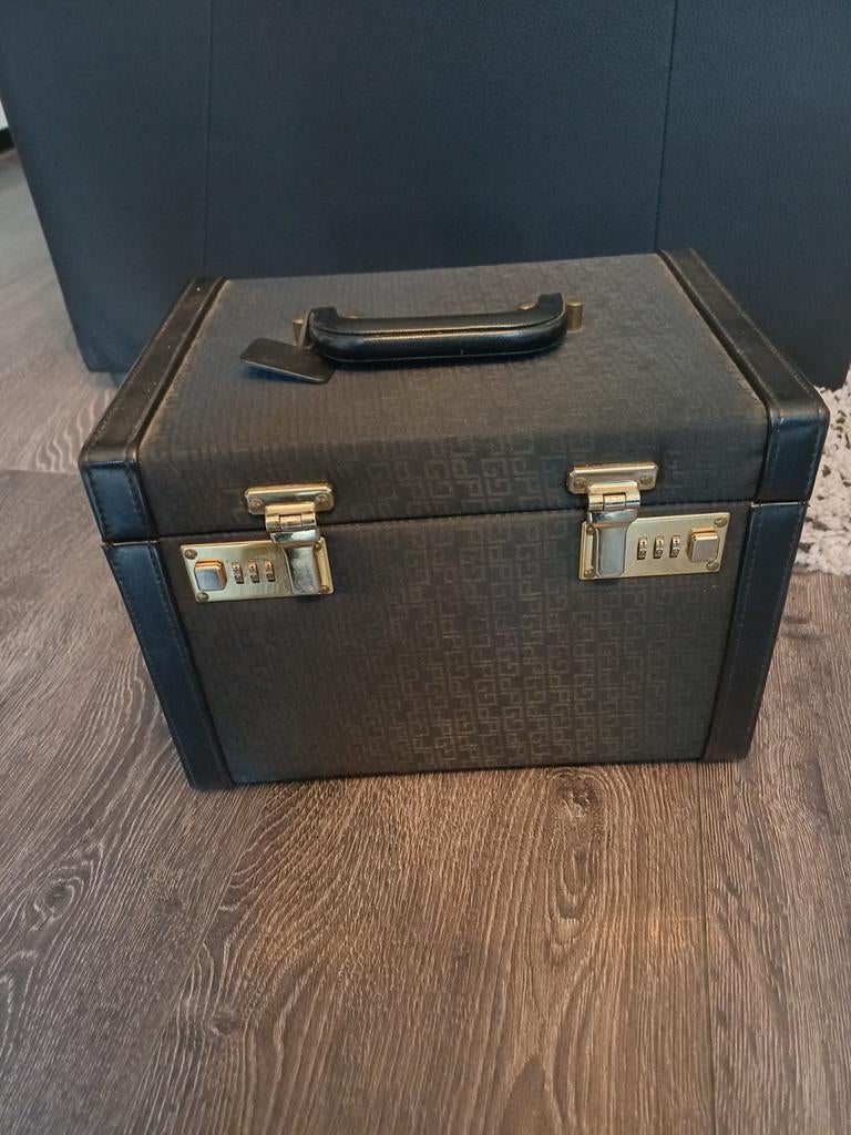 Vintage Make-up Koffer met Spiegel, Gebruikt, Zwart, Ophalen of Verzenden, Met spiegeltje(s)