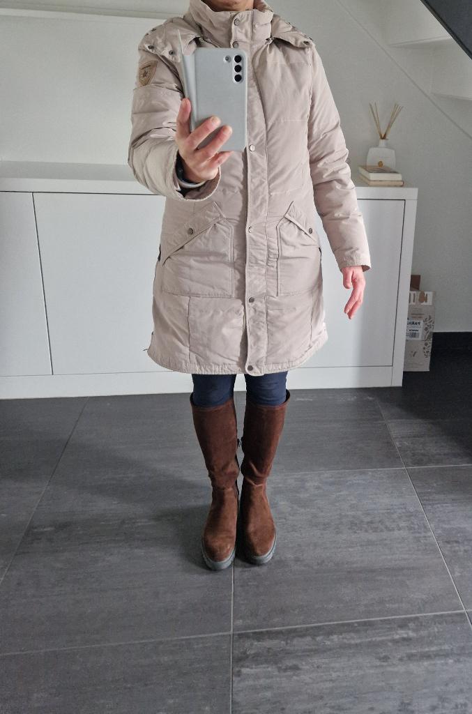Warme winterjas - damesmaat M - MILESTONE -capuchon kan eraf, Maat 38/40 (M), Milestone, Beige, Ophalen of Verzenden