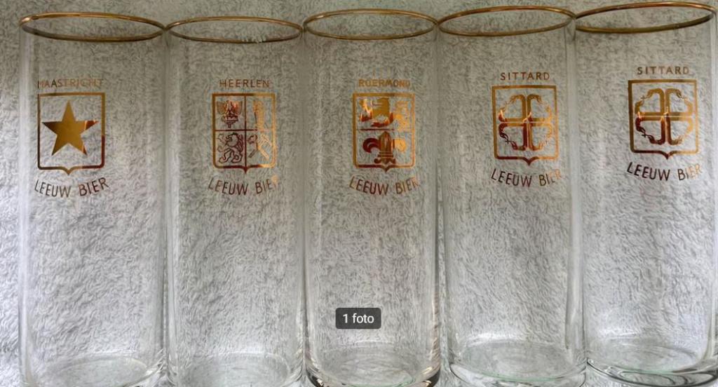5 Leeuw bierglazen Maastricht Sittard Roermond Heerlen, Verzamelen, Biermerken, Ophalen of Verzenden, Nieuw, Glas of Glazen, Leeuw