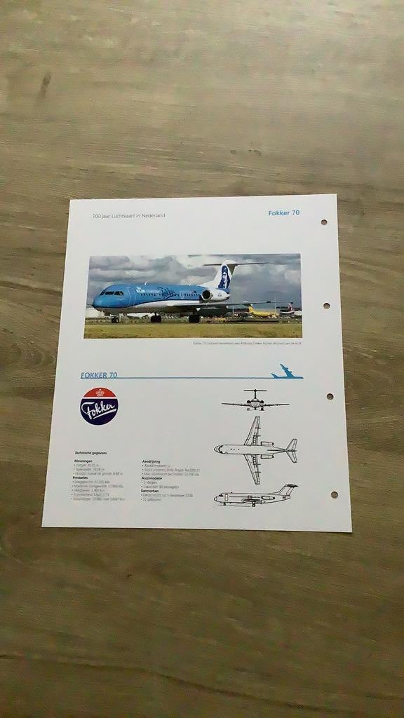 KLM / FOKKER 100 jaar Luchtvaart in Nederland, Verzamelen, Ophalen of Verzenden, Zo goed als nieuw, Kaart, Foto of Prent