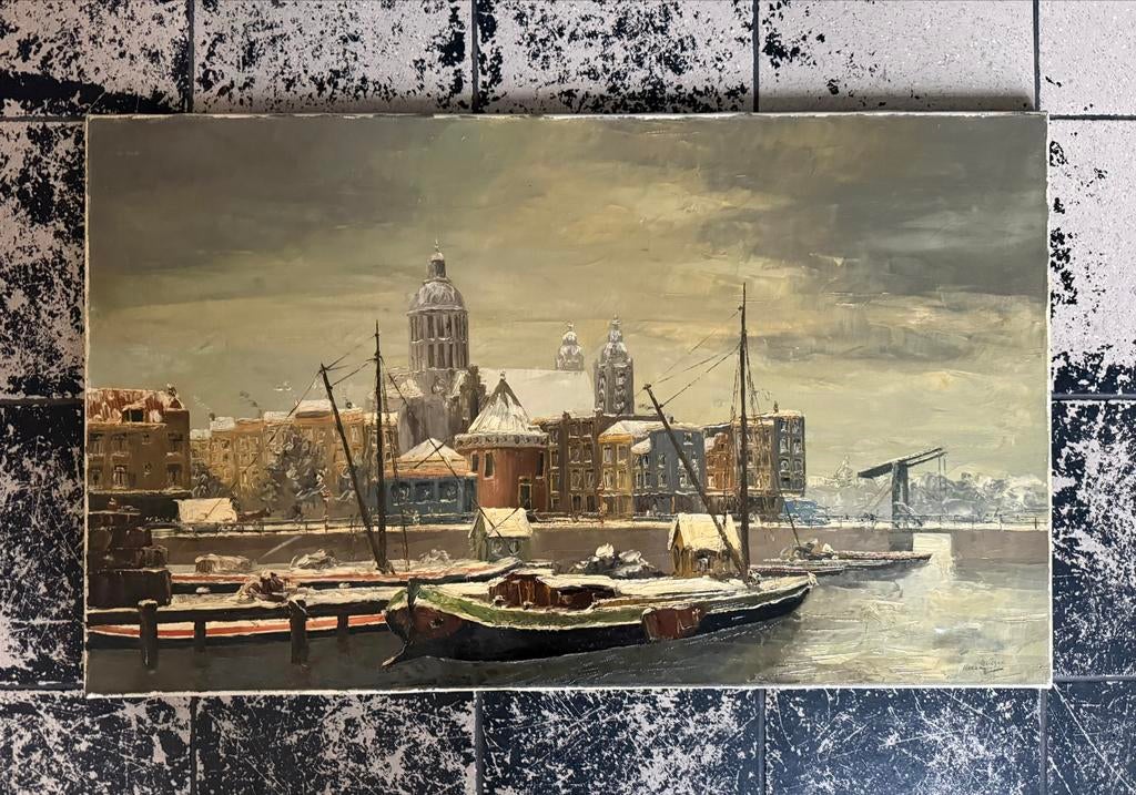 Hans Lenteman – Stadsgezicht Amsterdam in de Winter, Ophalen