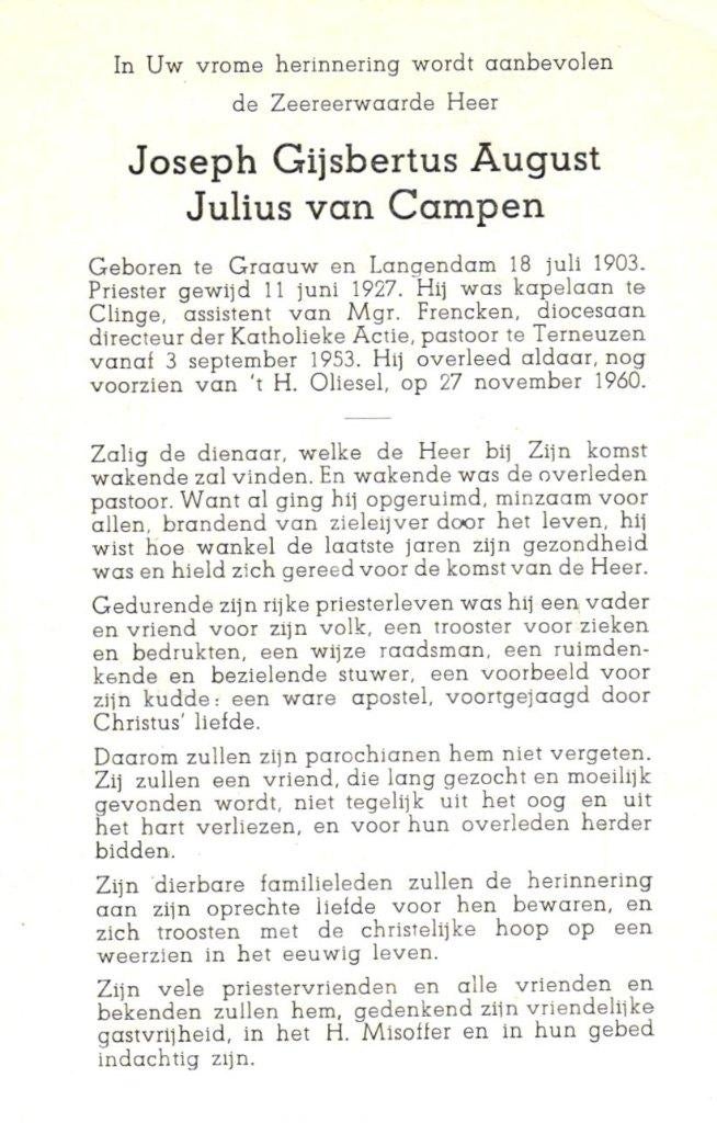 Campen van Joseph Gijsbertus August Julius 1903-1927, Ophalen of Verzenden