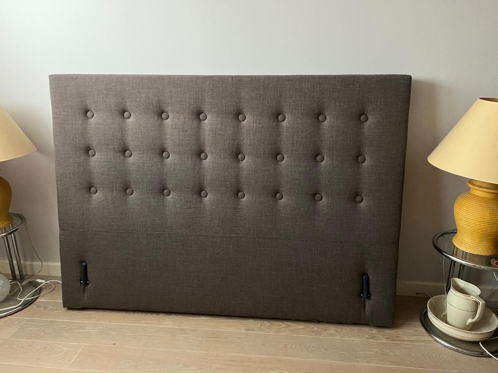 Auping achterwand, Huis en Inrichting, Slaapkamer | Bedden, Gebruikt, Tweepersoons, Overige maten, Stof, Grijs, Ophalen