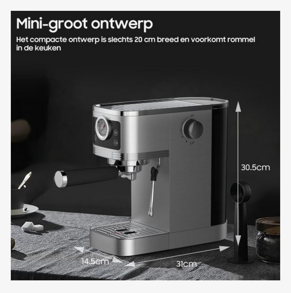 Semi-Automatische Espresso Koffiemachine, Nieuw!, Ophalen of Verzenden, Nieuw, Overige materialen, Overige stijlen