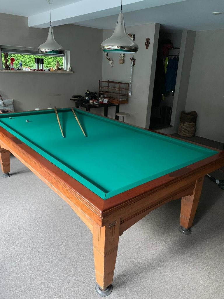 Gerestaureerd biljart,  verwarmd,  nieuwe leistenen plaat, ,, Sport en Fitness, Biljarten en Poolen, Zo goed als nieuw, Biljarttafel