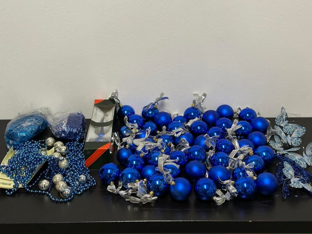 Kerstversiering / kerstballen blauw, Diversen, Kerst, Ophalen of Verzenden, Zo goed als nieuw